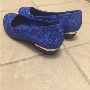 Shoes - Blue Floral Slip on Flats Shoes - Blue Floral Slip on Flats
